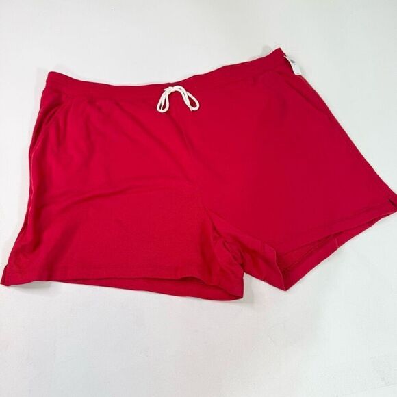 Old Navy Shorts Womens 4X Red Solid Mid-Rise Drawstring Fleece Lounge New - Picture 1 of 9